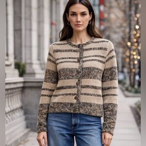 Vintage Cottagecore Knit Cardigan Sweater Earth Tones Cabincore